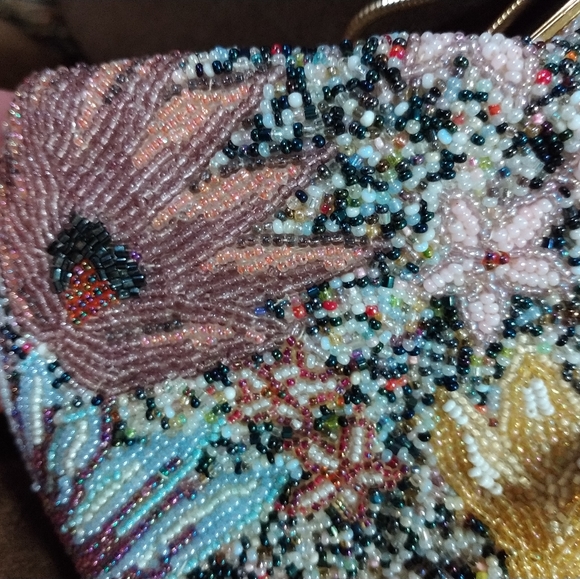 ***$OLD***Vintage Glass Beaded KissLock Handbag - Picture 11 of 17